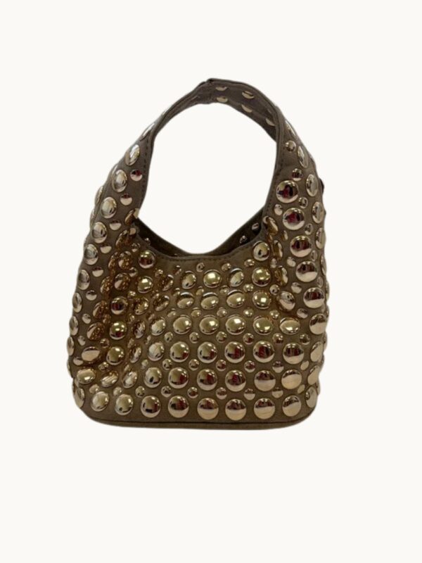 Bolso mini beige tachuelas doradas
