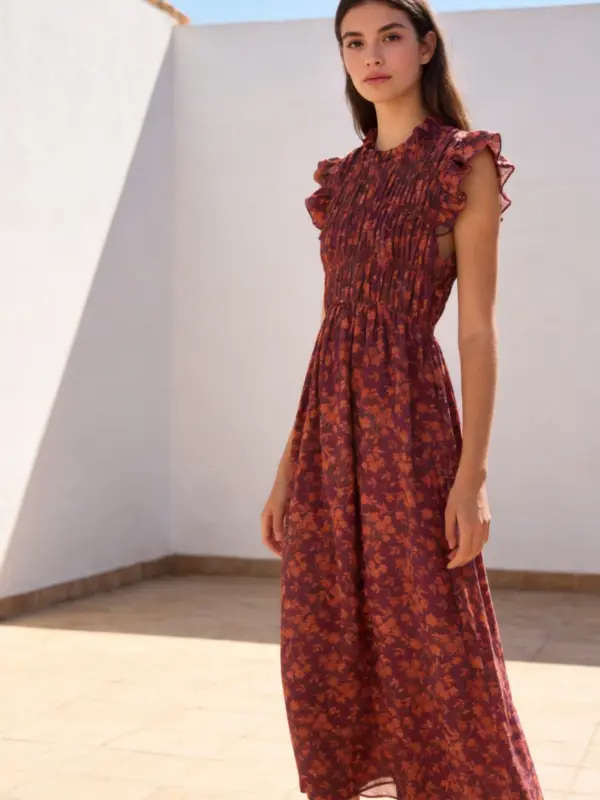 Vestido Zoe malva y naranja